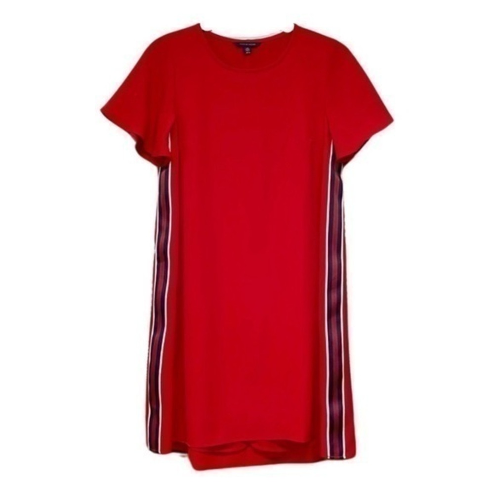 NWT Tommy Hilfiger Red Sporty Stripe Side Flutter Sleeve Mini Dress XXS AC15